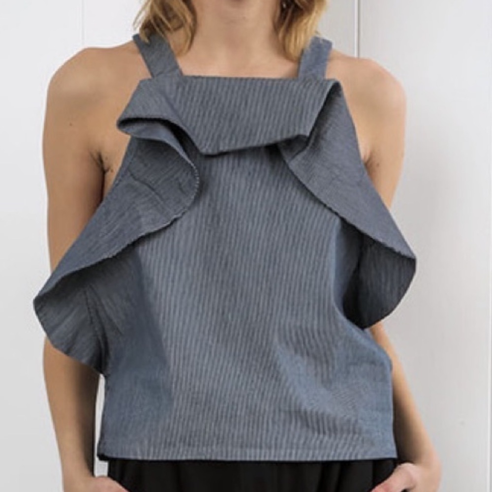 Toit Volant Rita Front Flare Pinstripe Top - Small